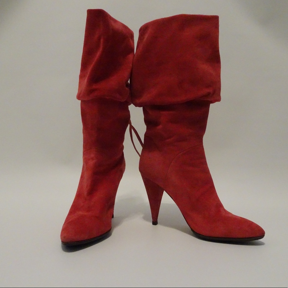 Red suede boots